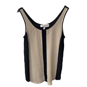 Fifteen Twenty Silk Sleeveless Tank Top Size M Scoop Neck Colorblock Beige Black